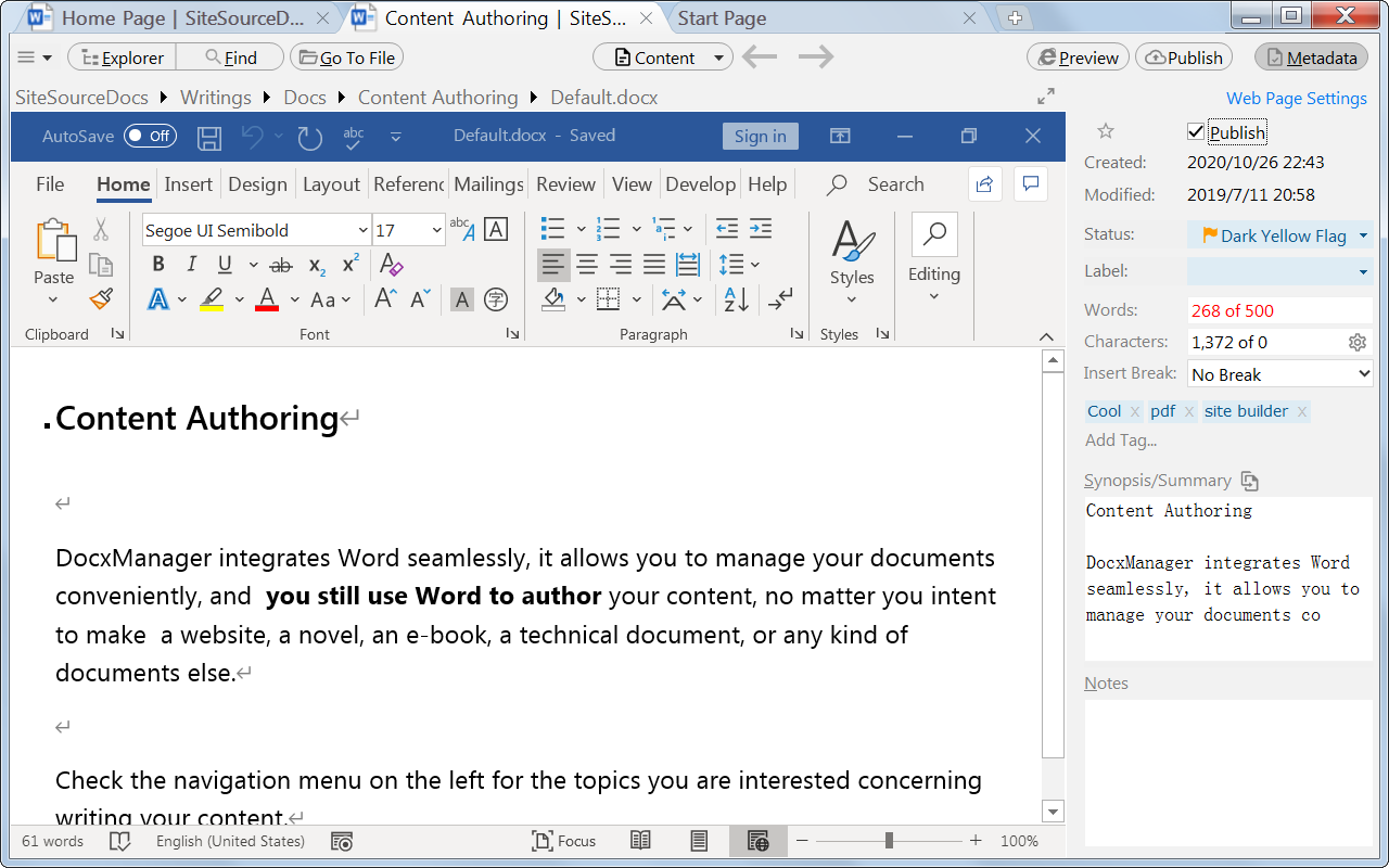 Office Tabs/Word Tabs – open, edit and organize Word documents in tabs like in
web browsers